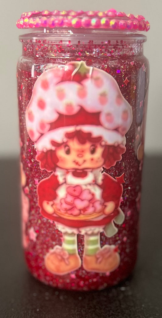 16oz Strawberry Acrylic Shortcake Snowglobe