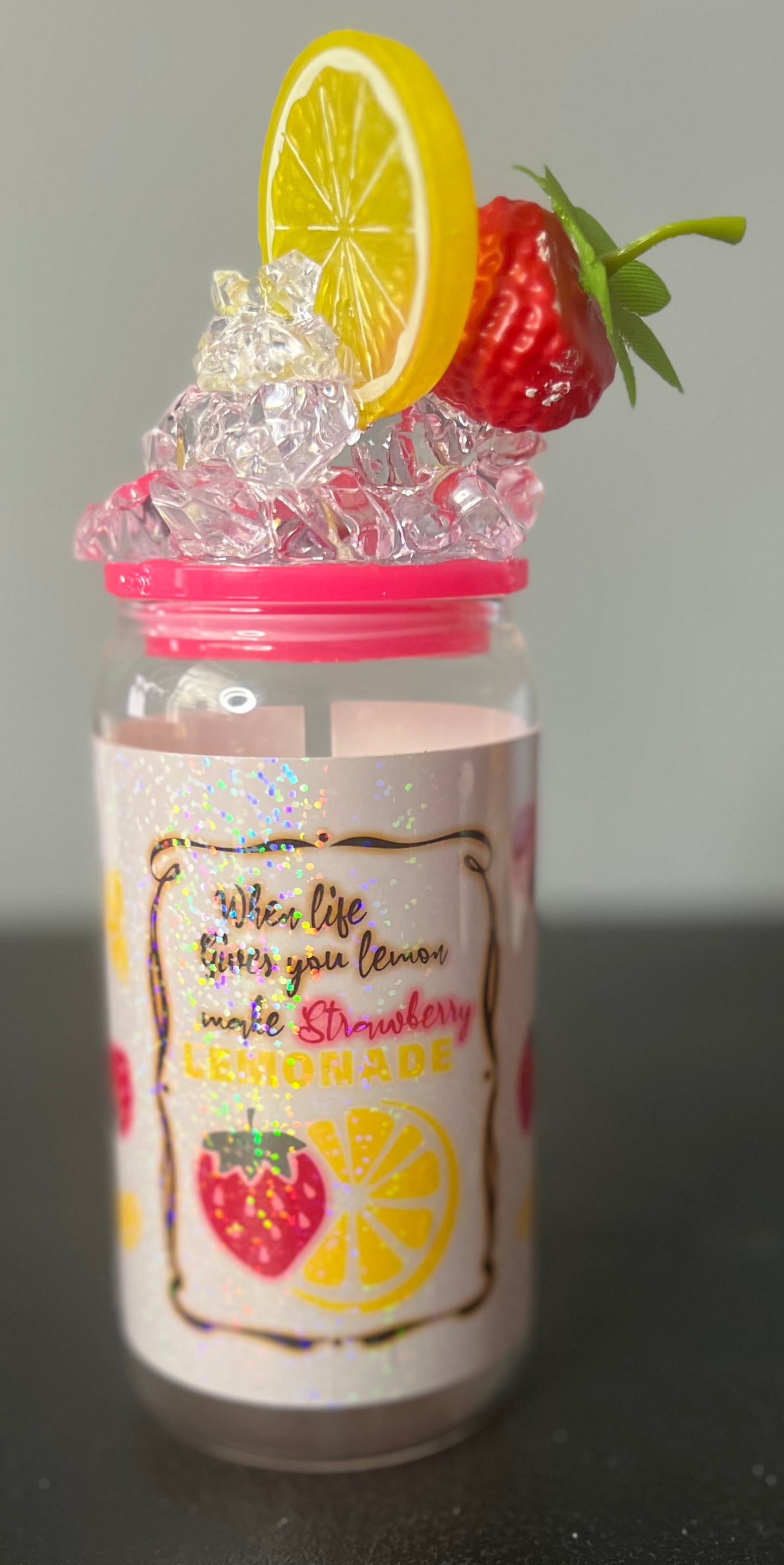 16oz When Life Gives You Lemons Make Strawberry Lemonade Glass Cup