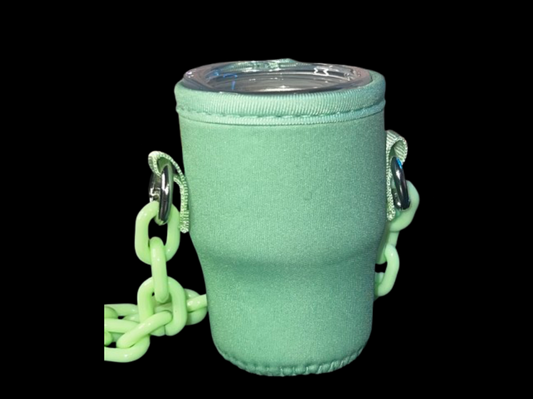 3oz Green Stainless Steel Shot With Chain & Sleeve