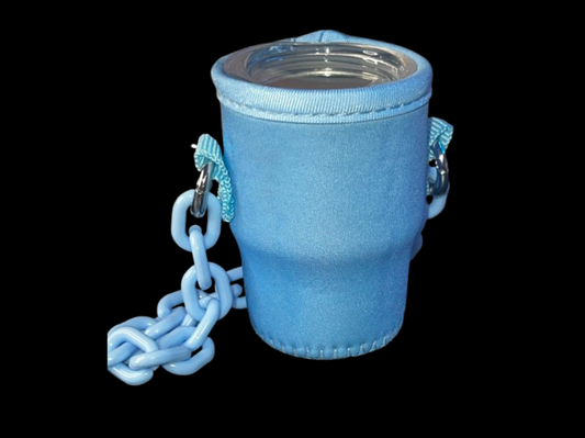 3oz Blue Stainless Steel Shot With Chain & Sleeve